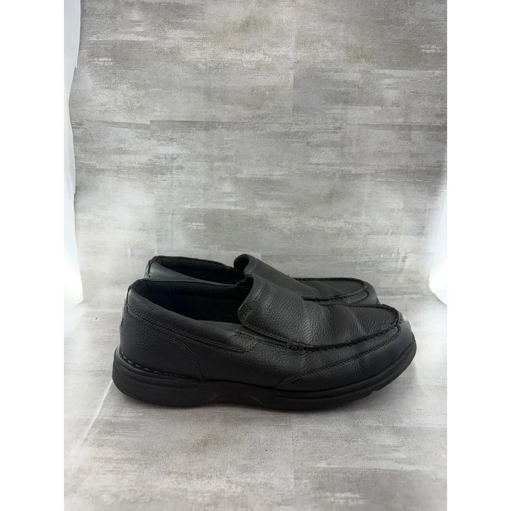 Rockport Men Black Leather Slip On Loafers CG8965 Moc Toe Shoes Size 12W